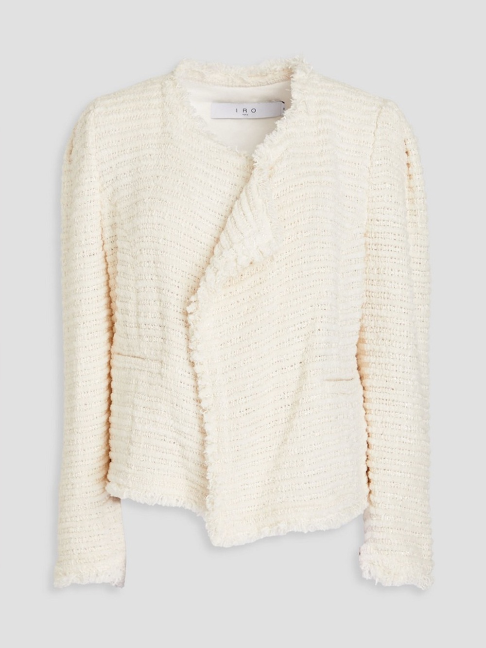 IRO Paris Siana Metallic Bouclé Tweed Jacket Off White US 2 FR 38